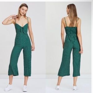 Faithfull the Brand Presley Green Striped Jumpsuit